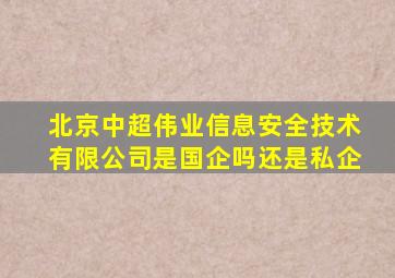 北京中超伟业信息安全技术有限公司是国企吗还是私企