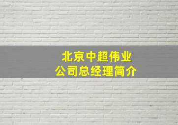 北京中超伟业公司总经理简介