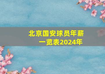 北京国安球员年薪一览表2024年