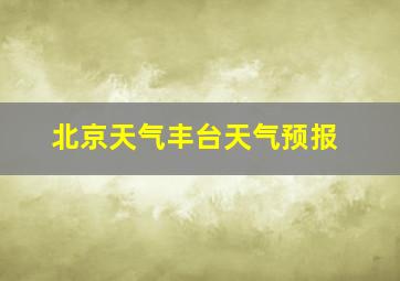 北京天气丰台天气预报