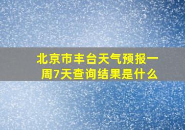 北京市丰台天气预报一周7天查询结果是什么