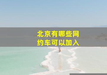 北京有哪些网约车可以加入