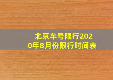 北京车号限行2020年8月份限行时间表