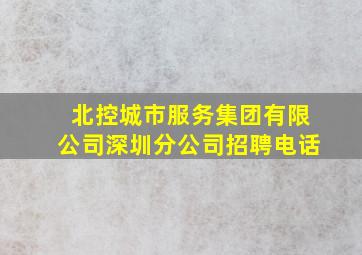 北控城市服务集团有限公司深圳分公司招聘电话