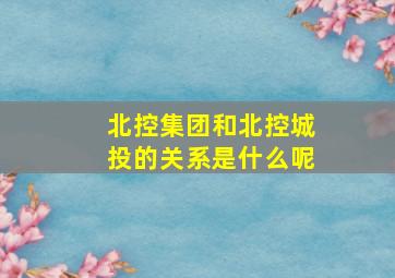 北控集团和北控城投的关系是什么呢