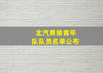 北汽男排青年队队员名单公布