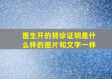 医生开的转诊证明是什么样的图片和文字一样