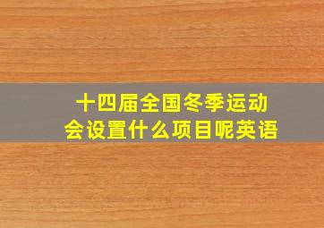 十四届全国冬季运动会设置什么项目呢英语