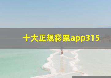 十大正规彩票app315