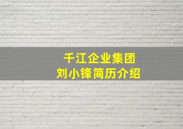 千江企业集团刘小锋简历介绍