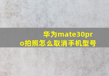 华为mate30pro拍照怎么取消手机型号