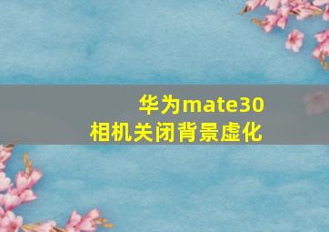 华为mate30相机关闭背景虚化