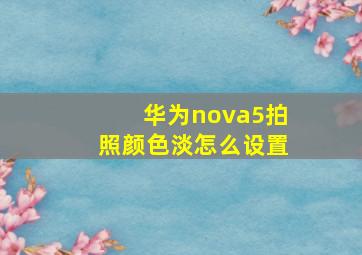 华为nova5拍照颜色淡怎么设置