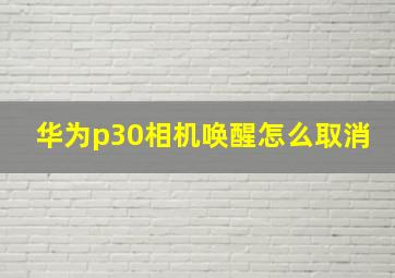 华为p30相机唤醒怎么取消