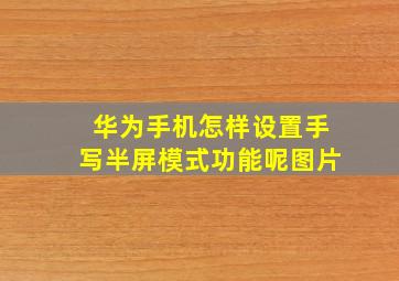 华为手机怎样设置手写半屏模式功能呢图片