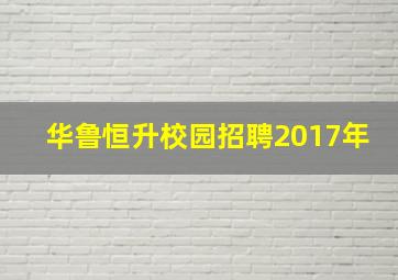 华鲁恒升校园招聘2017年