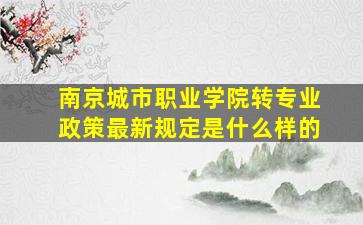 南京城市职业学院转专业政策最新规定是什么样的