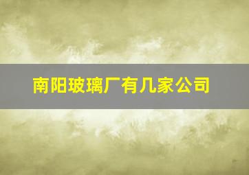 南阳玻璃厂有几家公司