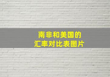 南非和美国的汇率对比表图片