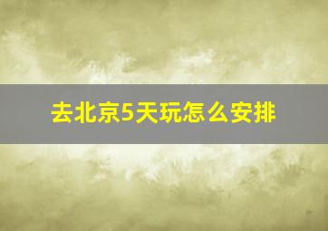 去北京5天玩怎么安排