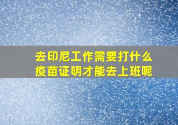 去印尼工作需要打什么疫苗证明才能去上班呢