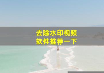 去除水印视频软件推荐一下