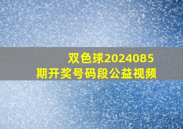 双色球2024085期开奖号码段公益视频