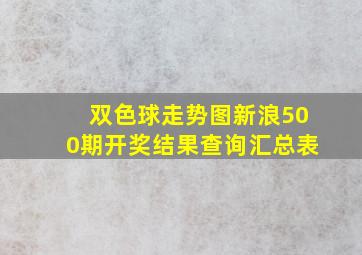 双色球走势图新浪500期开奖结果查询汇总表