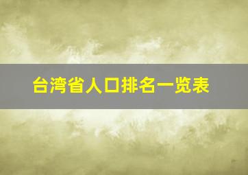 台湾省人口排名一览表