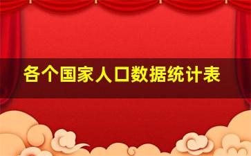 各个国家人口数据统计表