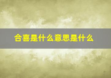 合喜是什么意思是什么