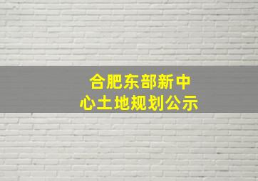 合肥东部新中心土地规划公示