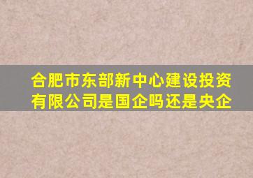 合肥市东部新中心建设投资有限公司是国企吗还是央企