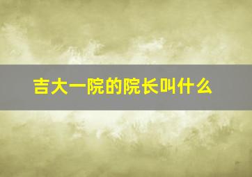 吉大一院的院长叫什么