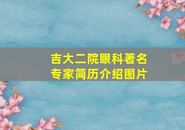 吉大二院眼科著名专家简历介绍图片