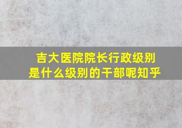 吉大医院院长行政级别是什么级别的干部呢知乎