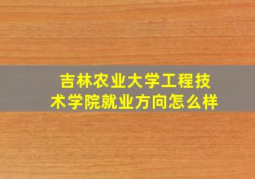 吉林农业大学工程技术学院就业方向怎么样