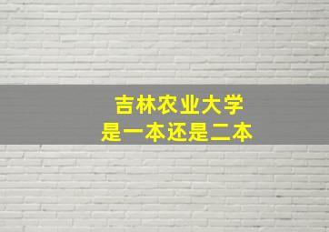 吉林农业大学是一本还是二本