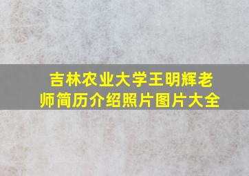 吉林农业大学王明辉老师简历介绍照片图片大全