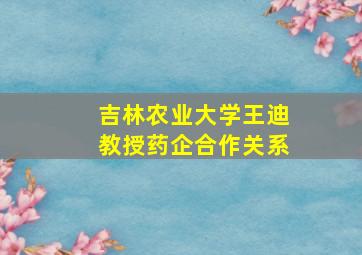 吉林农业大学王迪教授药企合作关系