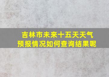 吉林市未来十五天天气预报情况如何查询结果呢