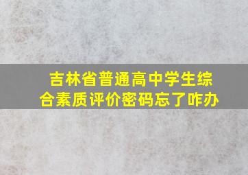 吉林省普通高中学生综合素质评价密码忘了咋办