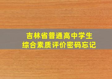 吉林省普通高中学生综合素质评价密码忘记