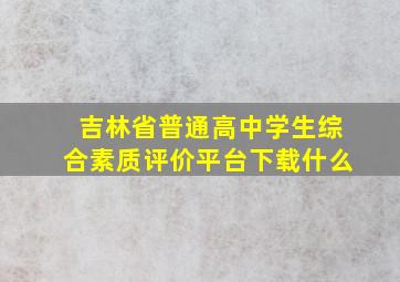 吉林省普通高中学生综合素质评价平台下载什么