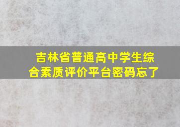 吉林省普通高中学生综合素质评价平台密码忘了