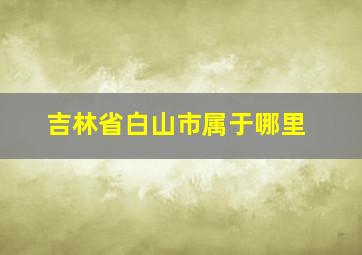 吉林省白山市属于哪里