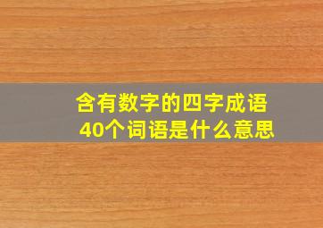 含有数字的四字成语40个词语是什么意思