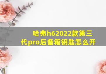 哈弗h62022款第三代pro后备箱钥匙怎么开