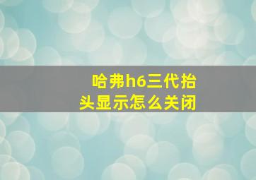 哈弗h6三代抬头显示怎么关闭