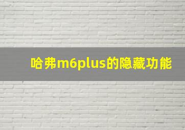 哈弗m6plus的隐藏功能